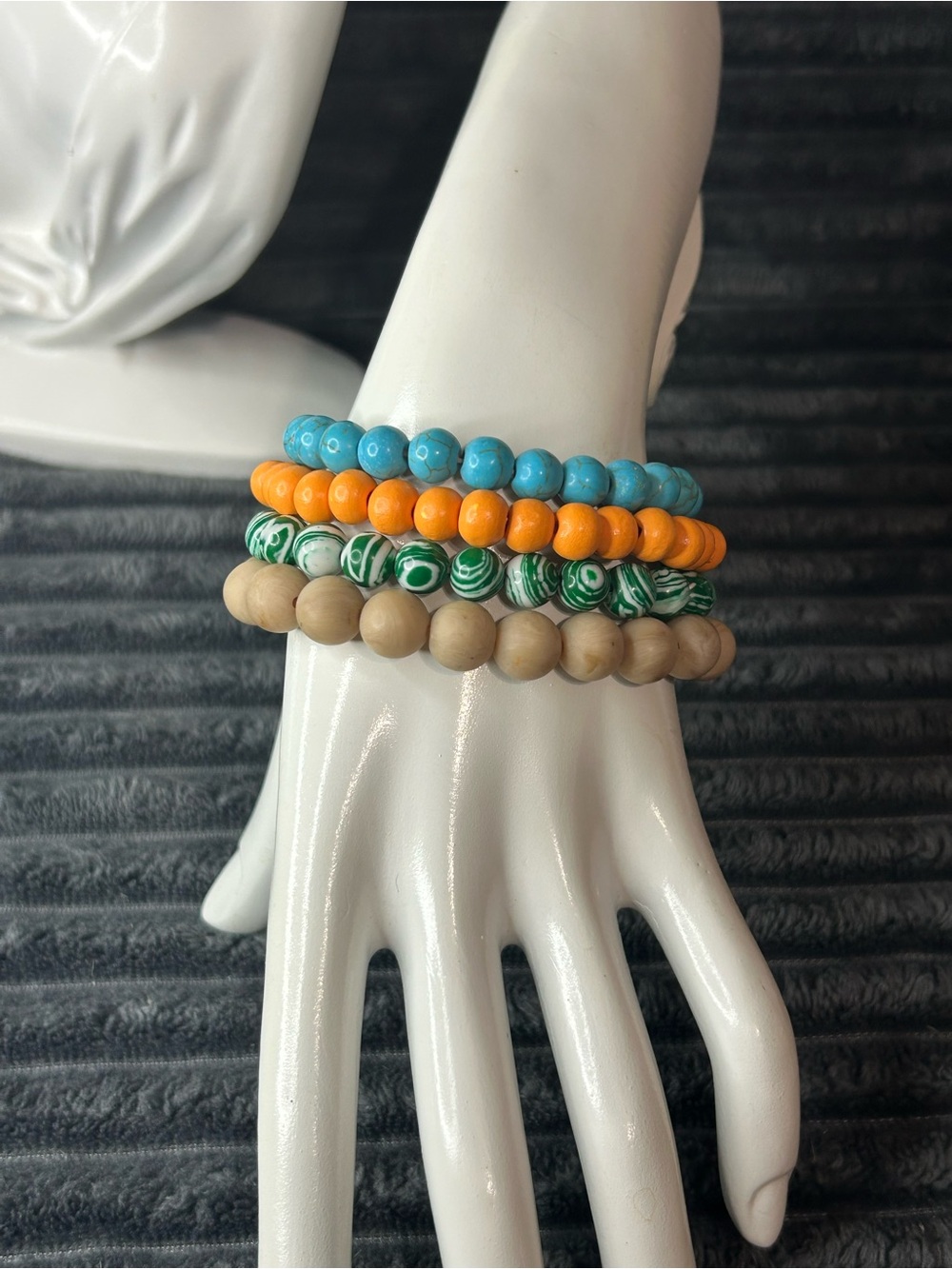 4-Piece Colorful Beaded Stretch Bracelet Set